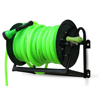 Wall & Floor Mountable Garden Hose Reel with Adjustable Arm Guide (Green)