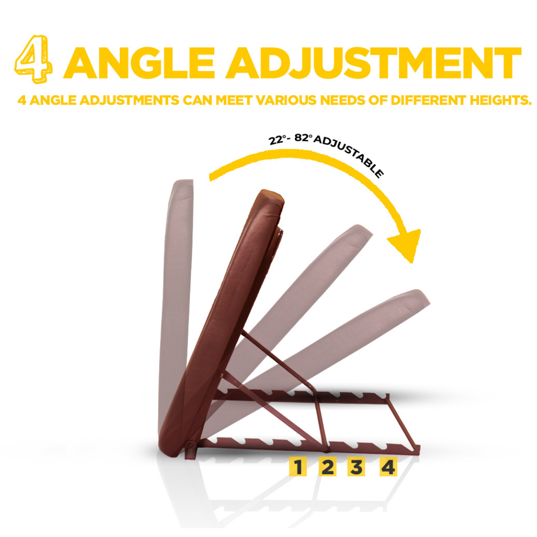 Bed Backrest – 4-Level Adjustable Back Support with 2-Inch Cushion (60×60 cm), Brown