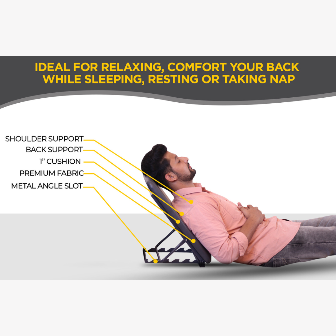 Bed Backrest (Small) – 50×50 cm, 1-Inch Cushion, 4-Level Adjustable, Grey
