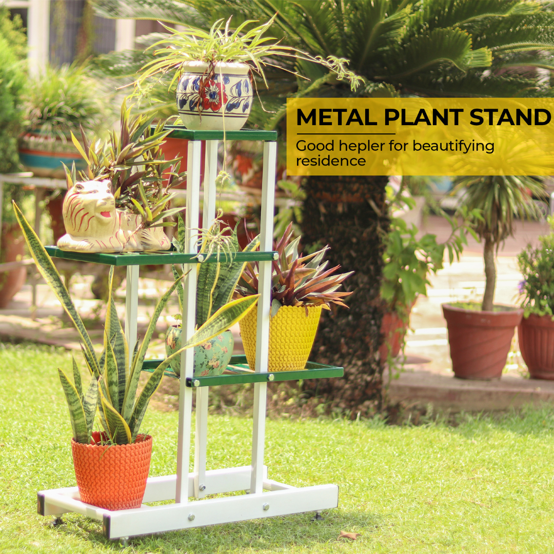 Side-by-Side Plant Stand – Anti-Rust Iron Indoor & Outdoor Pot Stand for Medium-Sized Pots