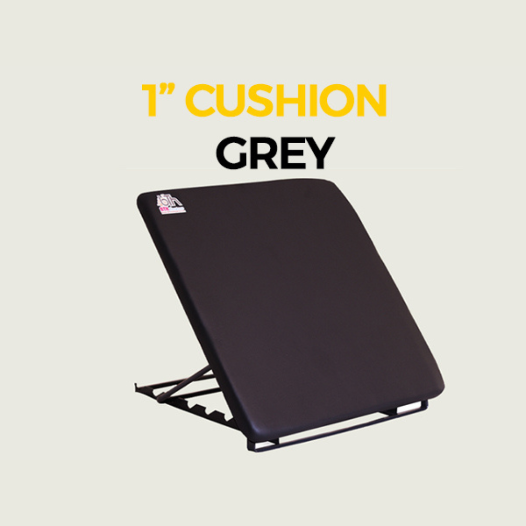 Bed Backrest – 1-Inch Cushion, 4-Level Adjustable, Grey (Metal Slots)