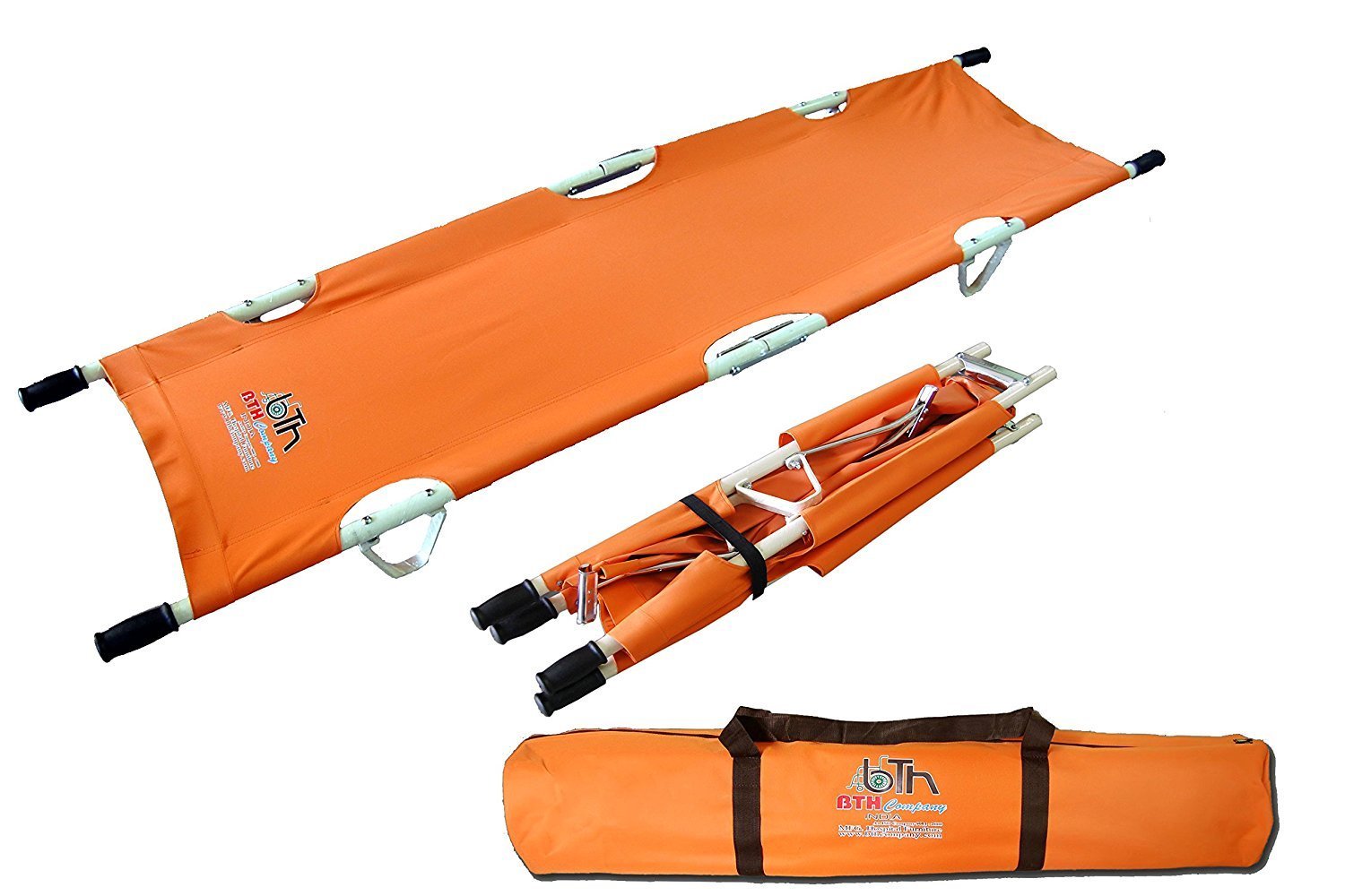 Aluminium Hospital & Medical Patient Stretcher – Double Folded, Portable Emergency Stretcher, Orange, 159 kg Capacity