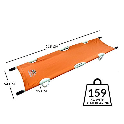 Aluminium Hospital & Medical Patient Stretcher – Double Folded, Portable Emergency Stretcher, Orange, 159 kg Capacity