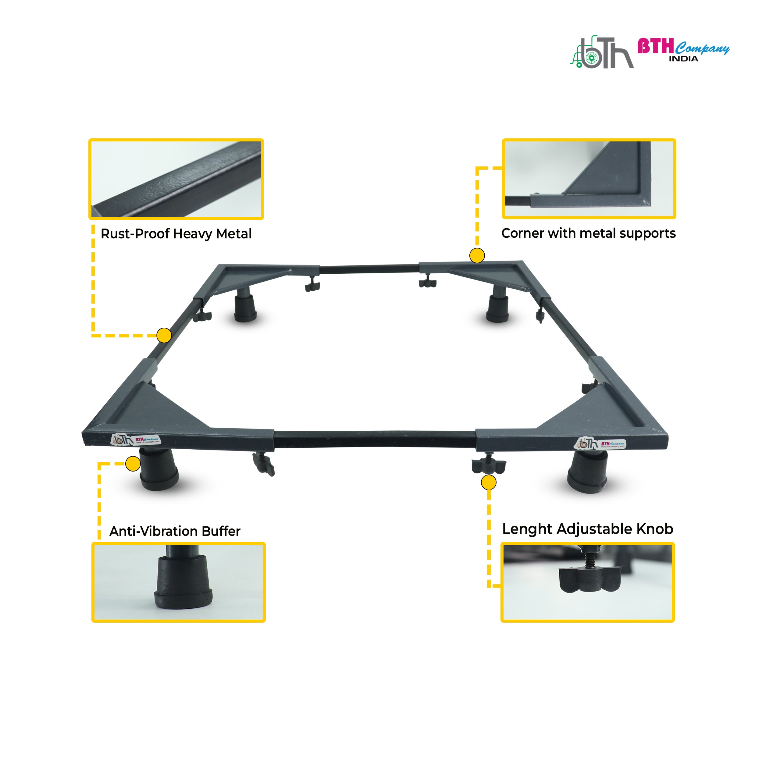 Washing Machine Stand - Adjustable Size (16"×26" to 19"×32") with Anti-Vibration Buffers