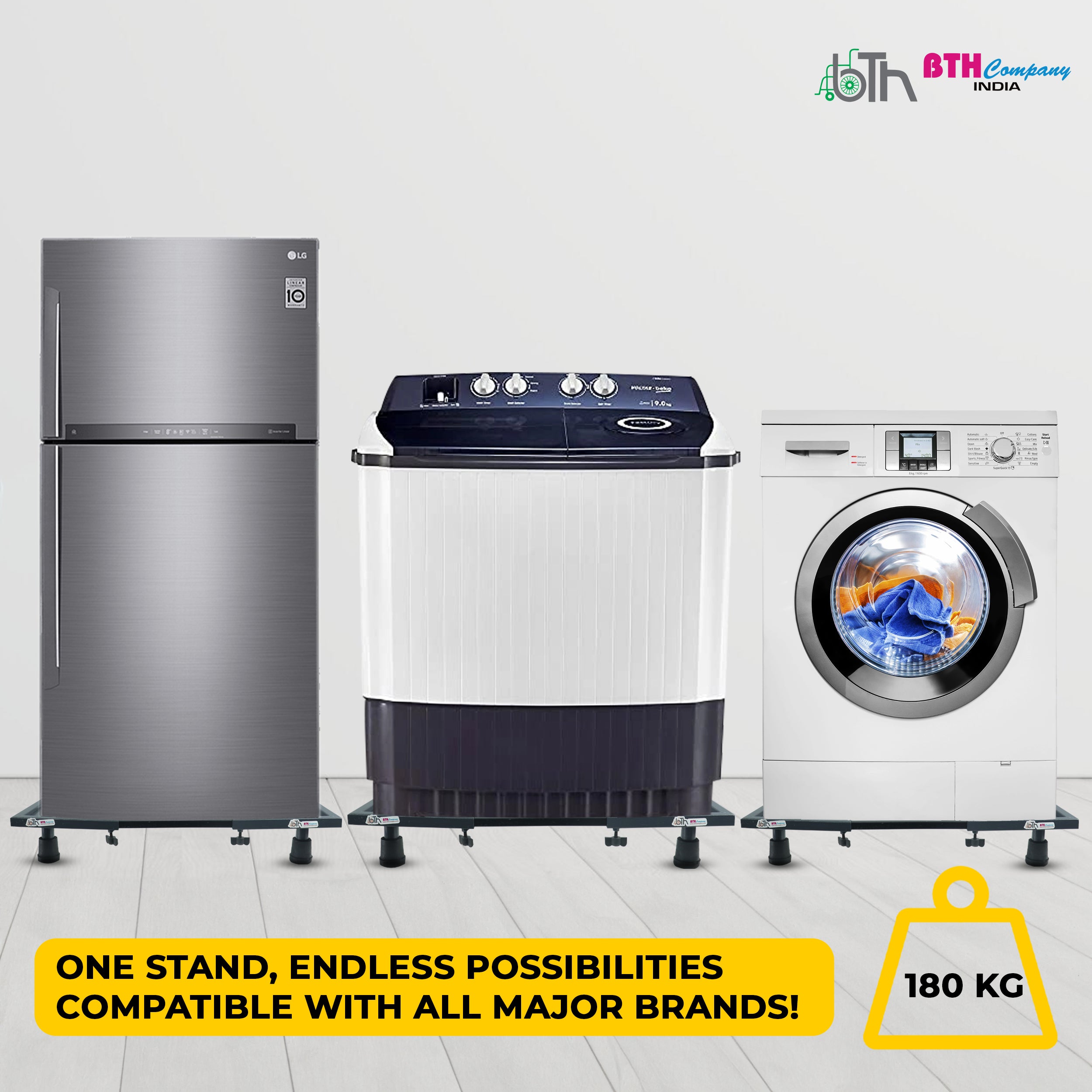 Washing Machine Stand - Adjustable Size (16"×26" to 19"×32") with Anti-Vibration Buffers